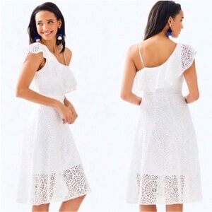 Lilly Pulitzer Callisto One Shoulder Lace Midi Dress White Size 00